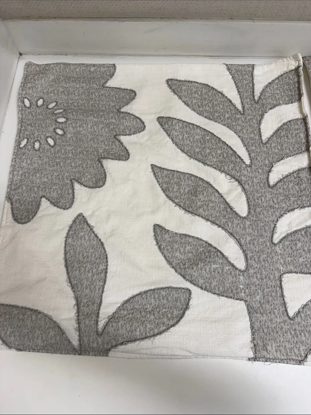 Pottery Barn Lilo Neutral Floral Gray & White Throw Pillow Covers - Set of 2